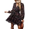 CUPSHE Women’s Mini Dresses Casual Spring V Neck Chiffon Long Peasant Sleeves Flowy Spring Dress(Floral)