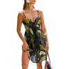 CUPSHE Women’s Mini Summer Dresses Sleeveless Sweetheart Tropical Casual Reasort Wear Sundress Beach Vacation Short Dress(Black/Green)