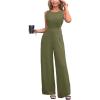 CUPSHE Women’s Romper Sleeveless Crew Neck Waist Cutout Wide Leg Maxi Jumpsuit Outfit Casual Dressy(Navy Green)