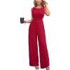 CUPSHE Women’s Romper Sleeveless Crew Neck Waist Cutout Wide Leg Maxi Jumpsuit Outfit Casual Dressy(Red)