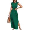 CUPSHE Women’s Summer Maxi Dresses Sleeveless Cutout Side Slit Long Casual Dress with Padded Shoulders(Green)