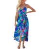 CUPSHE Women’s Summer Wrap Midi Dress V Neck Spaghetti Strap Sleeveless Floral Vacation Casual Flowy Tie Waist Boho Dresses(Blue Printed)
