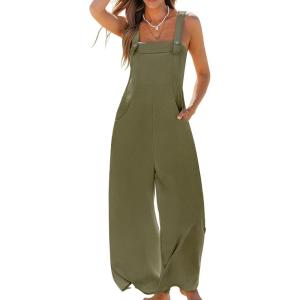 CUPSHE Women’s Sleeveless Spaghetti Strap Jumpsuit Wide Leg Dressy Work Beach Vacation Long Pants with Pockets(Green)