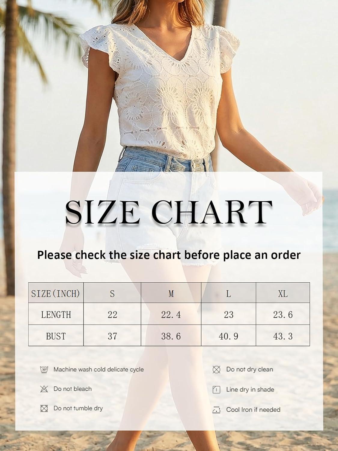 imageCUPSHE Blouses for Women 2026 Dressy Casual Ruffle Short Sleeve V Neck Shirts Flower Lace Tops Trendy Spring Summer OutfitsWhite