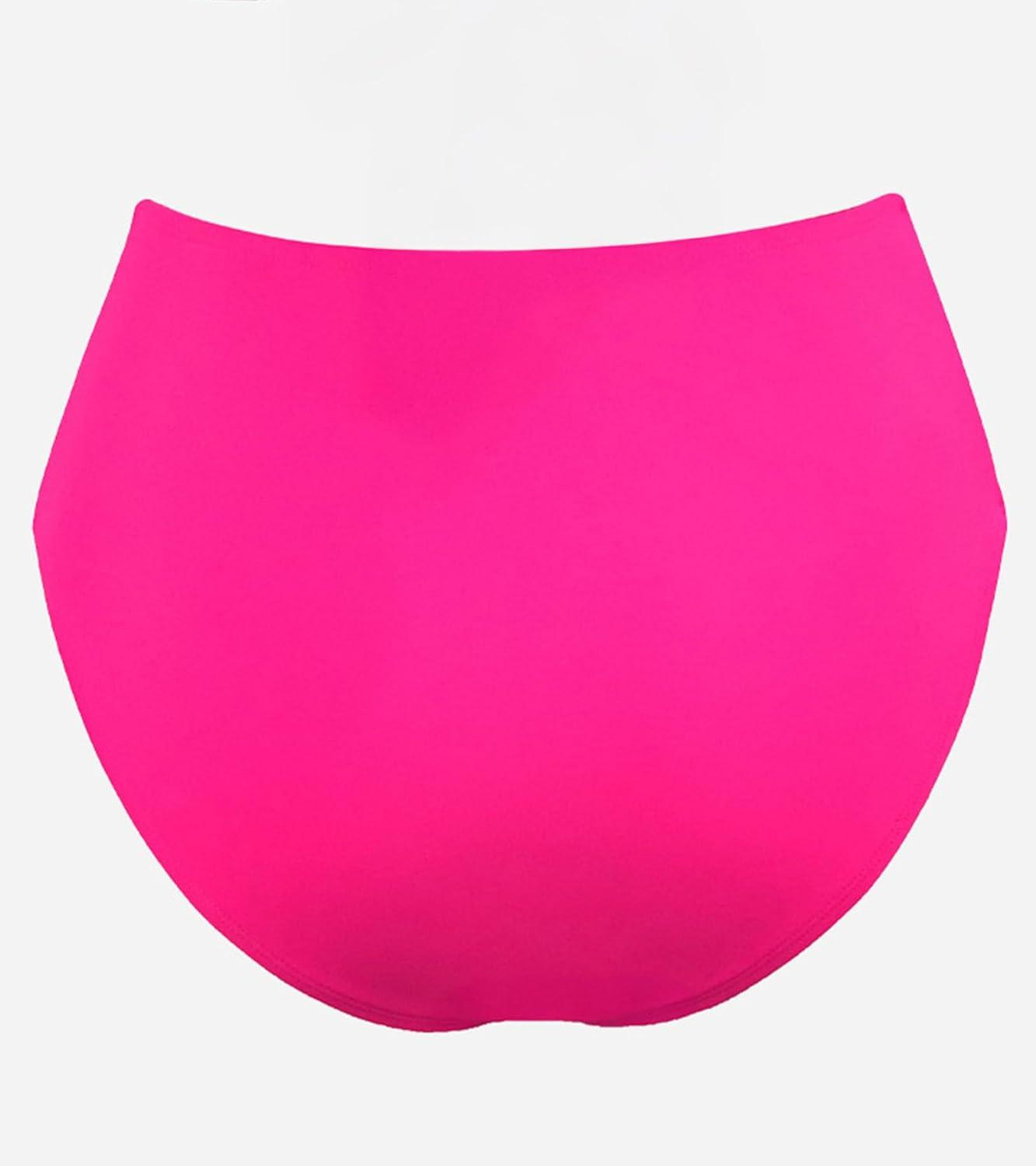 imageCUPSHE Womens Bikini Bottom High Waisted Swimsuit Ruched Bathing Suit Stitching Full Coverage Swimwear BottomMagenta Pink