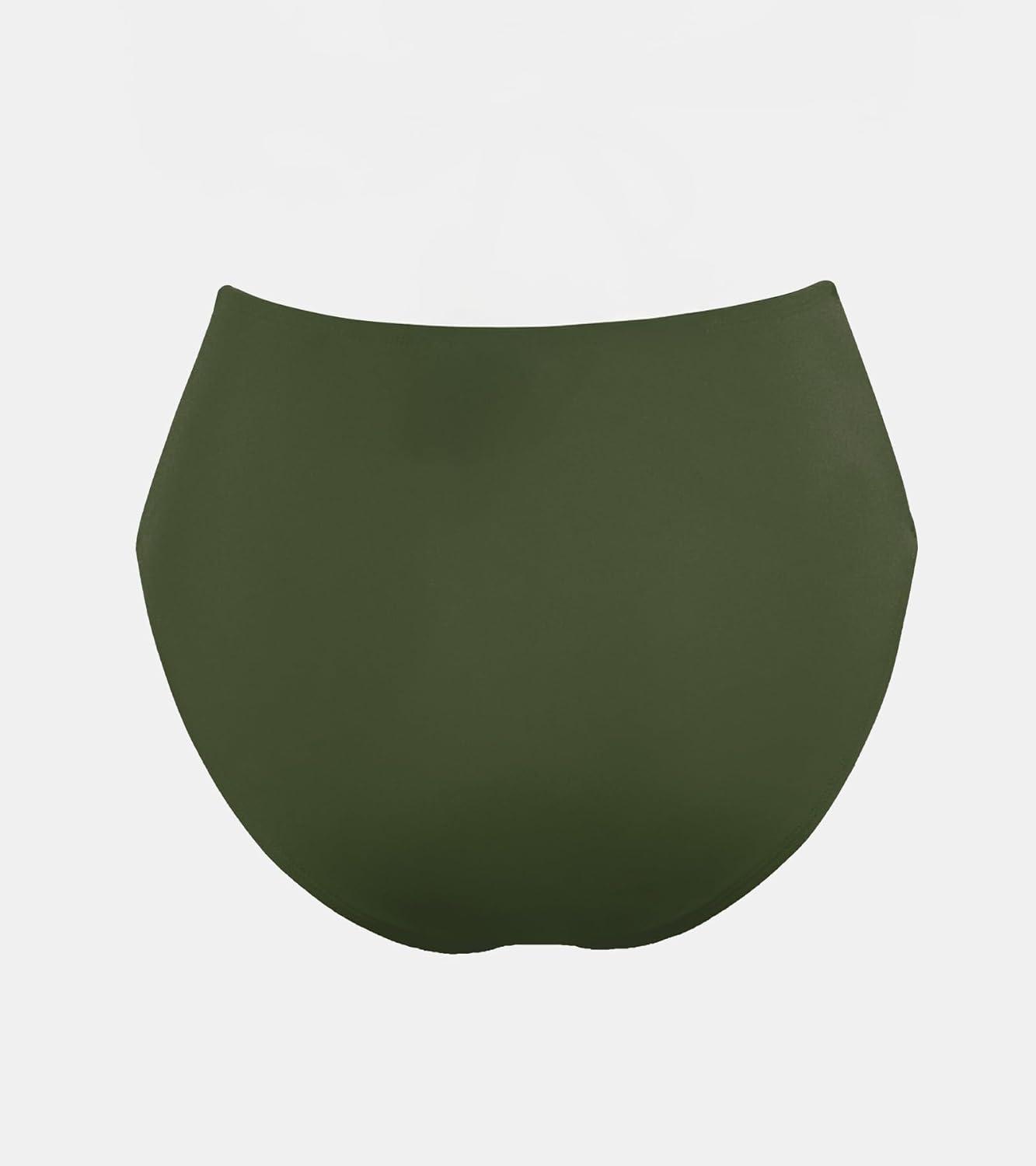 imageCUPSHE Womens Bikini Bottom High Waisted Swimsuit Ruched Bathing Suit Stitching Full Coverage Swimwear BottomOlive Green