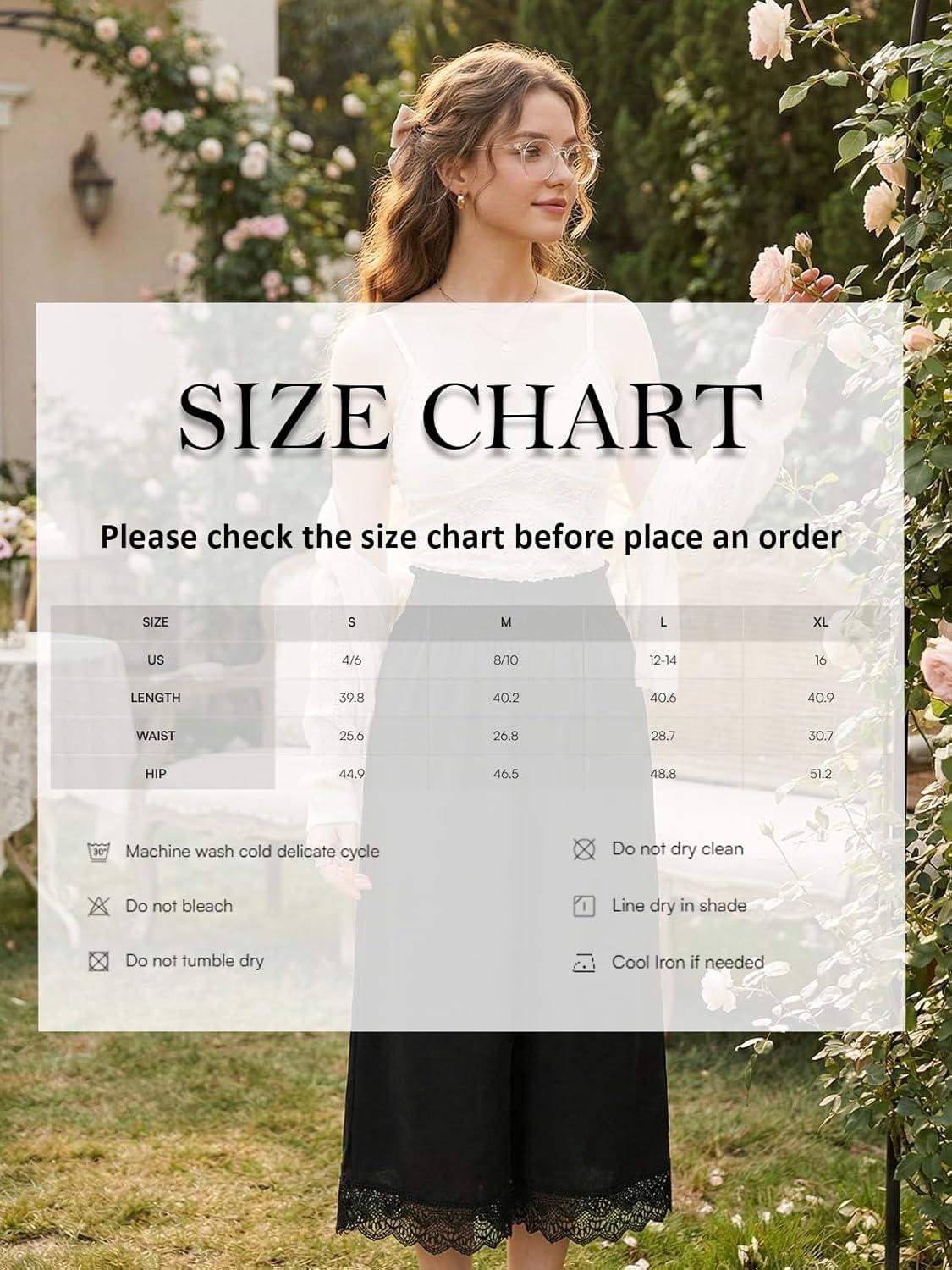 imageCUPSHE Womens Lace Trim Wide Leg Pants Spring Summer High Waist Smocked Palazzo Casual Beach Pants with PocketsBlack