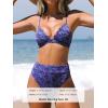 CUPSHE Bikini Set for Women Bathing Suit High Waisted Scalloped V Neck Two Pieces Swimsuit(Admiral Blue)