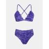 CUPSHE Bikini Set for Women Bathing Suit High Waisted Scalloped V Neck Two Pieces Swimsuit(Admiral Blue)