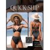 CUPSHE Bikini Set for Women Bathing Suit High Waisted Scalloped V Neck Two Pieces Swimsuit(Black)