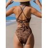 CUPSHE Bikini Set for Women Bathing Suit High Waisted Scalloped V Neck Two Pieces Swimsuit(Chocolate Brown)