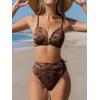 CUPSHE Bikini Set for Women Bathing Suit High Waisted Scalloped V Neck Two Pieces Swimsuit(Chocolate Brown)
