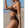 CUPSHE Bikini Set for Women Bathing Suit High Waisted Scalloped V Neck Two Pieces Swimsuit(Chocolate Brown)
