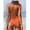 CUPSHE Bikini Set for Women Bathing Suit High Waisted Scalloped V Neck Two Pieces Swimsuit(Coral Orange)