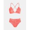 CUPSHE Bikini Set for Women Bathing Suit High Waisted Scalloped V Neck Two Pieces Swimsuit(Coral Pink)