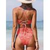CUPSHE Bikini Set for Women Bathing Suit High Waisted Scalloped V Neck Two Pieces Swimsuit(Coral Pink)