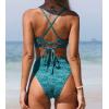 CUPSHE Bikini Set for Women Bathing Suit High Waisted Scalloped V Neck Two Pieces Swimsuit(Cyan)