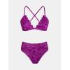 CUPSHE Bikini Set for Women Bathing Suit High Waisted Scalloped V Neck Two Pieces Swimsuit(Dark Plum Purple)