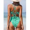 CUPSHE Bikini Set for Women Bathing Suit High Waisted Scalloped V Neck Two Pieces Swimsuit(Mint Green)