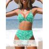 CUPSHE Bikini Set for Women Bathing Suit High Waisted Scalloped V Neck Two Pieces Swimsuit(Mint Green)