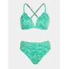 CUPSHE Bikini Set for Women Bathing Suit High Waisted Scalloped V Neck Two Pieces Swimsuit(Mint Green)