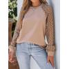 CUPSHE Blouse for Women Long Sleeve Lace Crewneck Shirts Fall Cute Solid Color Business Tunic Clothes(Apricot)