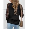 CUPSHE Blouse for Women Long Sleeve Lace Crewneck Shirts Fall Cute Solid Color Business Tunic Clothes(Black)