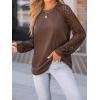 CUPSHE Blouse for Women Long Sleeve Lace Crewneck Shirts Fall Cute Solid Color Business Tunic Clothes(Coffee)