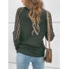 CUPSHE Blouse for Women Long Sleeve Lace Crewneck Shirts Fall Cute Solid Color Business Tunic Clothes(Olive Green)