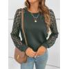 CUPSHE Blouse for Women Long Sleeve Lace Crewneck Shirts Fall Cute Solid Color Business Tunic Clothes(Olive Green)