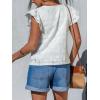 CUPSHE Blouses for Women 2026 Dressy Casual Ruffle Short Sleeve V Neck Shirts Flower Lace Tops Trendy Spring Summer Outfits(White)