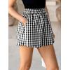 CUPSHE Boxer Shorts for Women Causal Gingham High Waisted Wide Leg Short Summer Vacation Outfits Beach Bottoms(Black)