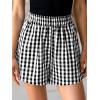 CUPSHE Boxer Shorts for Women Causal Gingham High Waisted Wide Leg Short Summer Vacation Outfits Beach Bottoms(Black)