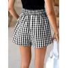 CUPSHE Boxer Shorts for Women Causal Gingham High Waisted Wide Leg Short Summer Vacation Outfits Beach Bottoms(Black)