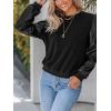 CUPSHE Faux Leather Tops for Women Long Sleeve Mock Neck Blouse Fall Fashion 2025(Black)