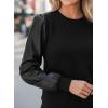 CUPSHE Faux Leather Tops for Women Long Sleeve Mock Neck Blouse Fall Fashion 2025(Black)