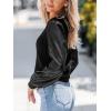 CUPSHE Faux Leather Tops for Women Long Sleeve Mock Neck Blouse Fall Fashion 2025(Black-2)
