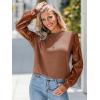 CUPSHE Faux Leather Tops for Women Long Sleeve Mock Neck Blouse Fall Fashion 2025(Brown)