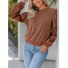 CUPSHE Faux Leather Tops for Women Long Sleeve Mock Neck Blouse Fall Fashion 2025(Brown)