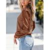 CUPSHE Faux Leather Tops for Women Long Sleeve Mock Neck Blouse Fall Fashion 2025(Brown)