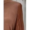 CUPSHE Faux Leather Tops for Women Long Sleeve Mock Neck Blouse Fall Fashion 2025(Brown)