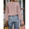 CUPSHE Long Sleeve Tops for Women Eyelet Scalloped Lace V Neck Blouse Casual Loose Fashion Shirts(A Pink)