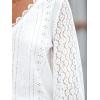 CUPSHE Long Sleeve Tops for Women Eyelet Scalloped Lace V Neck Blouse Casual Loose Fashion Shirts(A White)