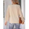 CUPSHE Long Sleeve Tops for Women Eyelet Scalloped Lace V Neck Blouse Casual Loose Fashion Shirts(Apricot)