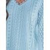 CUPSHE Long Sleeve Tops for Women Eyelet Scalloped Lace V Neck Blouse Casual Loose Fashion Shirts(Light Blue)