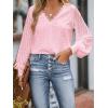 CUPSHE Long Sleeve Tops for Women Eyelet Scalloped Lace V Neck Blouse Casual Loose Fashion Shirts(Light Pink)