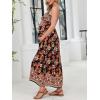 CUPSHE Maternity Maxi Dresses Floral Square Neck Smocked Baby Shower Ruffled Flowy Fashion Casual Summer Pregnancy Dress(Black Floral)