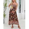CUPSHE Maternity Maxi Dresses Floral Square Neck Smocked Baby Shower Ruffled Flowy Fashion Casual Summer Pregnancy Dress(Black Floral)