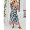 CUPSHE Maternity Maxi Dresses Floral Square Neck Smocked Baby Shower Ruffled Flowy Fashion Casual Summer Pregnancy Dress(Teal Floral)