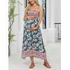 CUPSHE Maternity Maxi Dresses Floral Square Neck Smocked Baby Shower Ruffled Flowy Fashion Casual Summer Pregnancy Dress(Teal Floral)